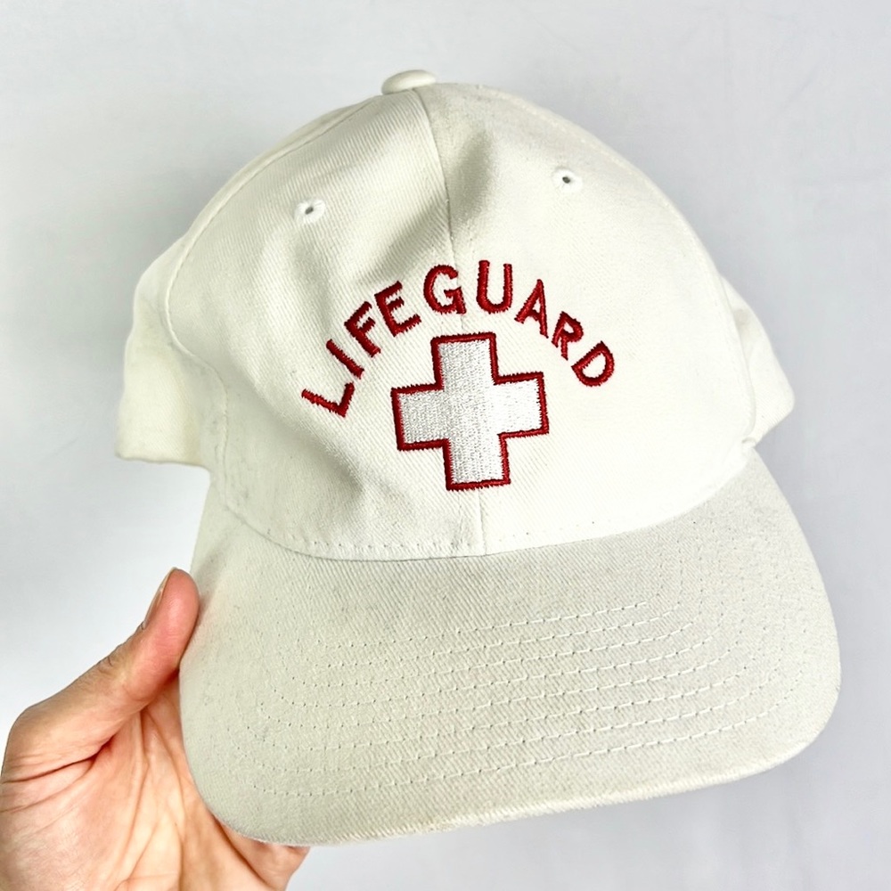 YUPONG | 🛟🧢 “LIFEGUARD” Text Red & White Adjustable Baseball Hat Cap